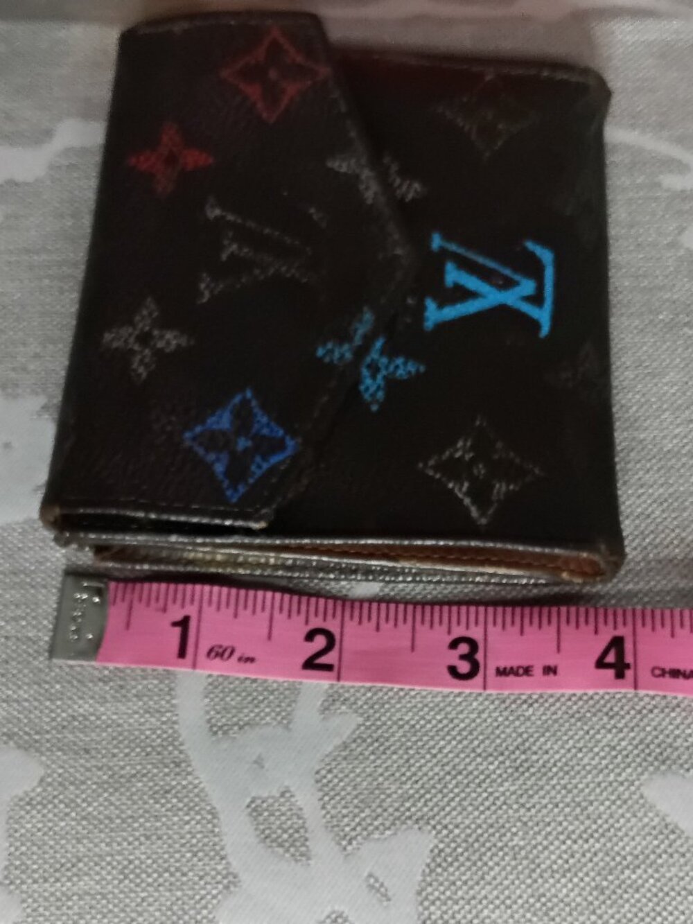 "Faded Glory" Custom Hand-Painted Authentic Vintage LV Elise Compact Wallet - Picture 12 of 12